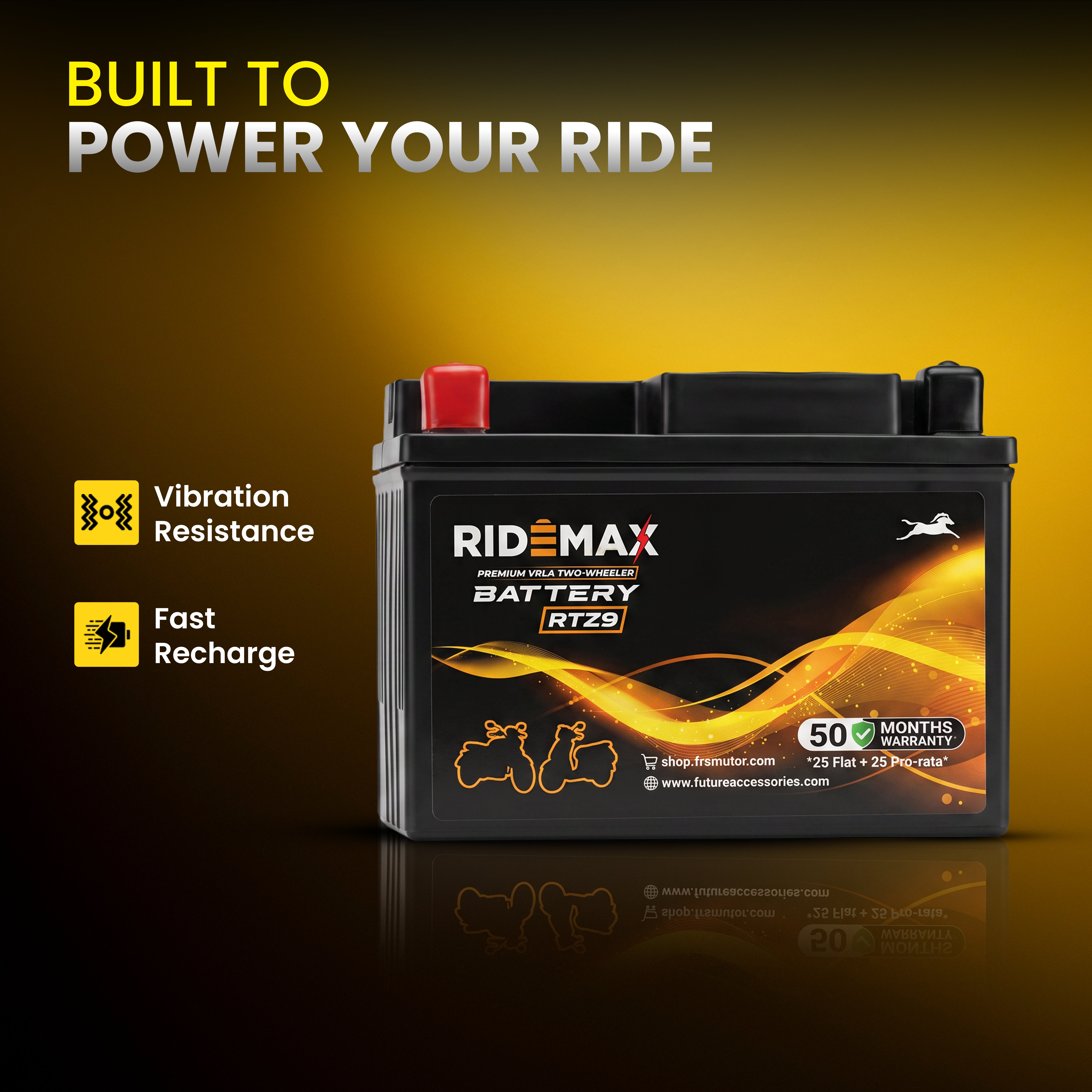RideMax Premium VRLA 12 Volt Two Wheeler Battery RTZ9